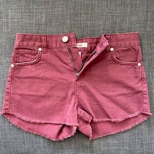 Refuge Maroon Color Frayed Jean Shorts - Size 0